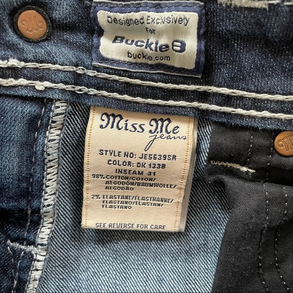 Miss Me Skinny Jeans Embellished Bling Flap Pockets Buckle 26 - Picture 9 of 9